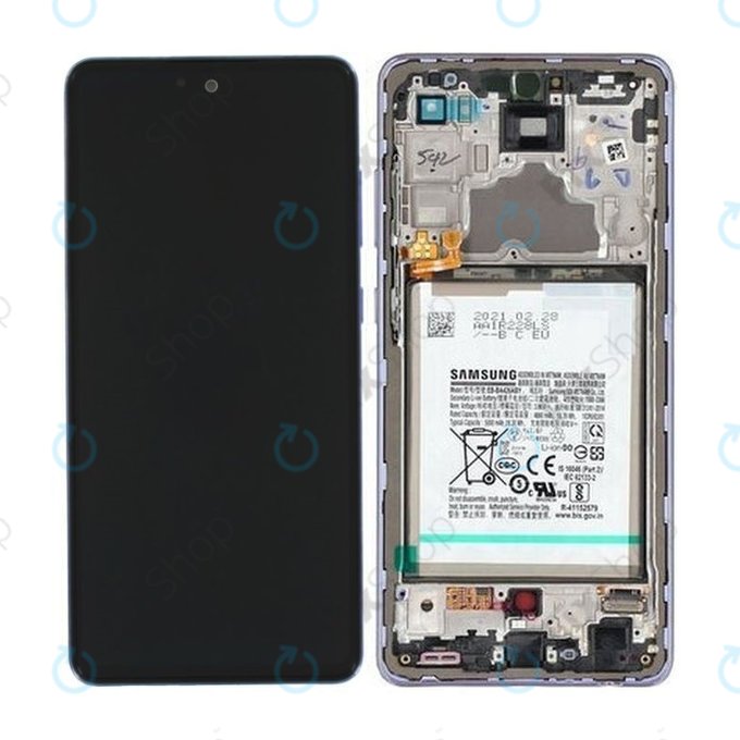 Samsung Galaxy A72 A725F, A726B - Écran LCD + Écran tactile + Cadre + Batterie (Awesome Violet) - GH82-25541C, GH82-25542C Genuine Service Pack