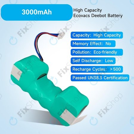 Ecovacs Sweeper-series, Deebot Ozmo-series - Batterie DM88 Ni-MH 12.0V 3000mAh