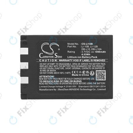 Batterie pour Olympus C-765 Zoom, Camedia X-3, 1090mAh, Li-Ion, 3.7V, Li-10B, HQ