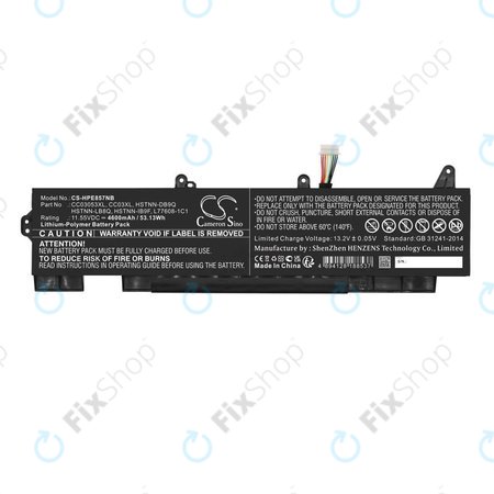 Batterie pour HP ZBook Firefly 15 G7, G8, EliteBook 855 G7, G8, 850 G7, G8, 4600mAh, Li-Pol, 11.55V, CC03053XL, HQ