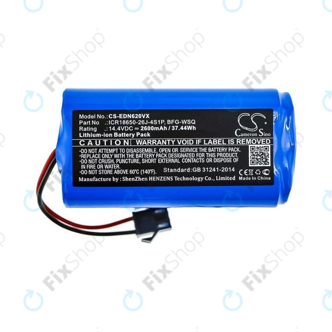 Ecovacs Deebot N79, N79S, Eufy RoboVac-series, Proscenic 850-series - Batterie BFG-WSQ, ICR18650-26J-4S1P, UR18650ZY-4S1P-AAM Li-Ion 14.4V 2600mAh HQ