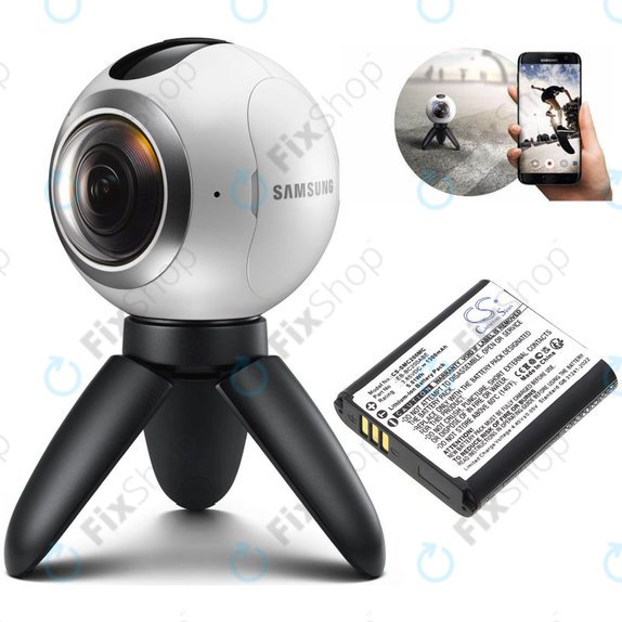 Batterie pour Samsung Gear 360, 1300mAh, Li-Ion, 3.85V, EB-BC200ABE, HQ