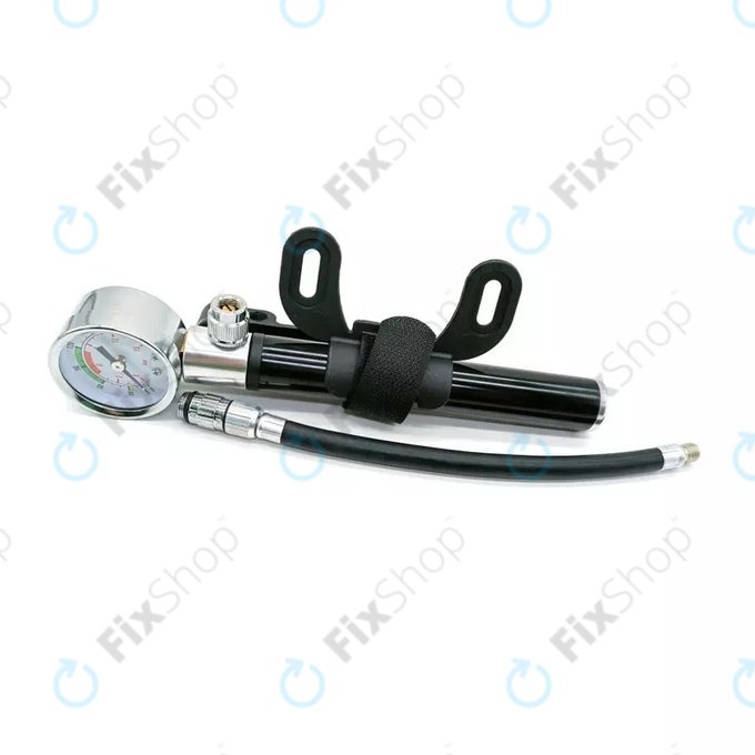 Manomètre de pompe + pied de biche + outil de réparation de pneus