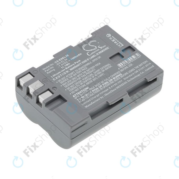 Batterie pour Nikon D100, D200, D50, D70, D70s, D80, D300S, D700, D90, D300, 1500mAh, Li-Ion, 7.4V, EN-EL3e, HQ