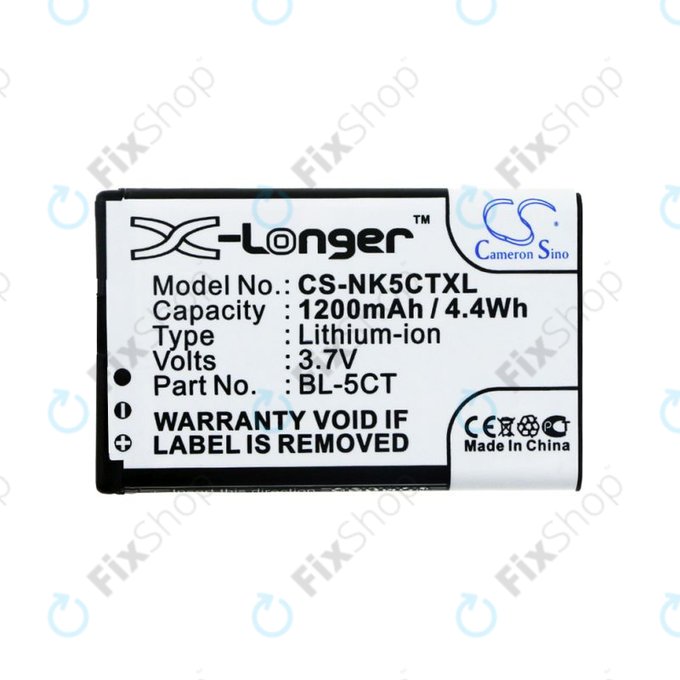 Batterie pour Nokia 5220, 5630, 6303, 6700, C5, 1200mAh, Li-Ion, 3.7V, BL-5CT, HQ