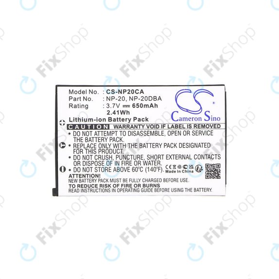 Batterie pour Casio Exilim Card Ex-S880, 650mAh, Li-Ion, 3.7V, NP-20, HQ