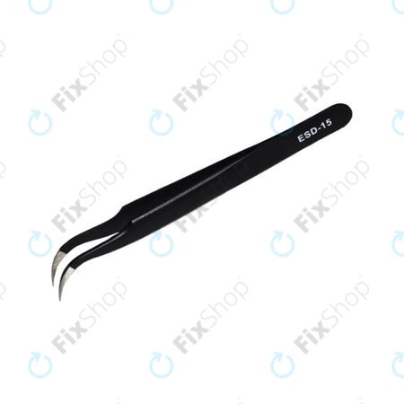 Vetus ESD-15 - Pince à épiler antistatique en métal à pointe incurvée (120 mm)