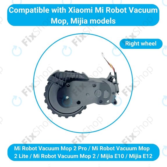 Xiaomi Mijia E10, E12, Mi Robot Vacuum Mop 2 Lite, 2 Pro - Roue avec moteur (droite) (Noir)