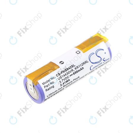 Batterie pour Philips HS8420, 650mAh, Li-Ion, 3.7V, US14430VR, KR112RRL, HQ
