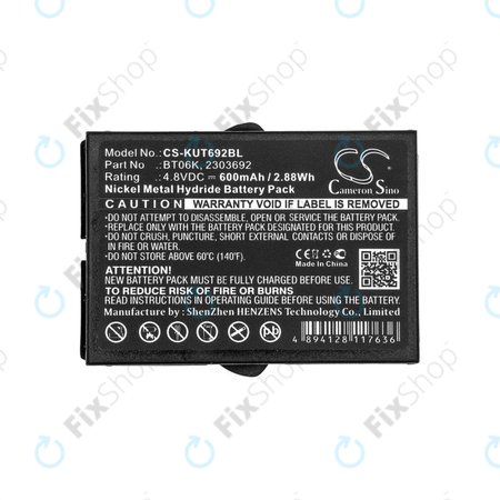 Batterie pour Ikusi T70, TM70, 600mAh, Ni-MH, 4.8V, BT06K, HQ