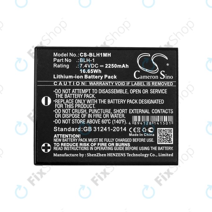 Batterie pour Olympus E-M1, 2250mAh, Li-Ion, 7.4V, BLH-1, HQ