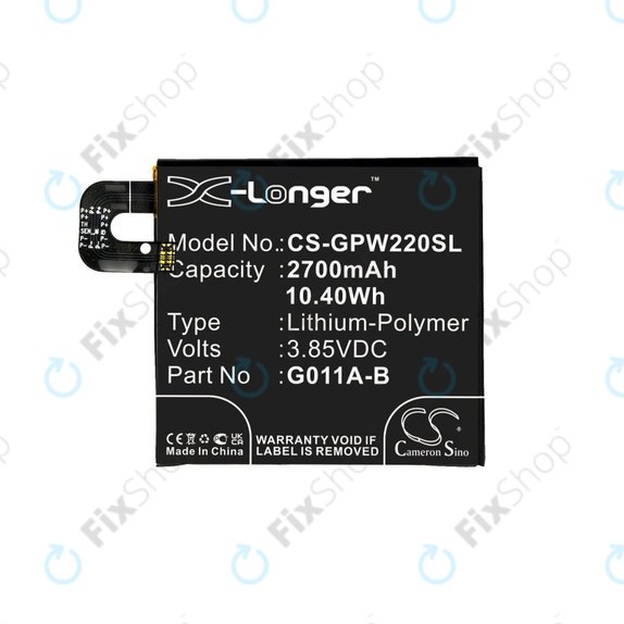 Batterie pour Google Pixel 2 G011A, 2700mAh, Li-Pol, 3.85 V, G011A-B, HQ
