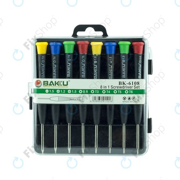 Baku BK-6108 - Jeu de tournevis pour téléphones, tablettes et ordinateurs portables (8 pièces)