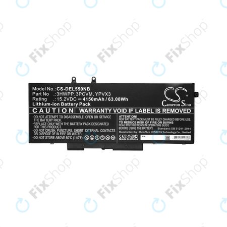 Batterie pour Dell Latitude 5501, Latitude 5401, Latitude 14 5410, Latitude 15 5511, 4150mAh, Li-Ion, 15.2V, 3HWPP, HQ