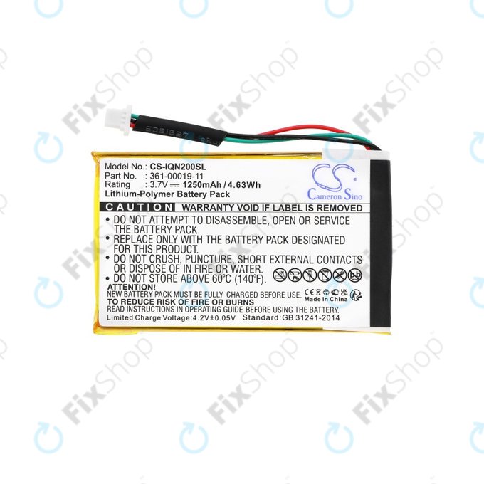 Garmin Nuvi 200, 200W, 205, 205T, 205W, 205WT, 250, 252W, 255, 255T, 255W, 255WT, 260, 260W, 260WT, 270 - Batterie 010-00621-10, 361-00019-11 1250mAh HQ