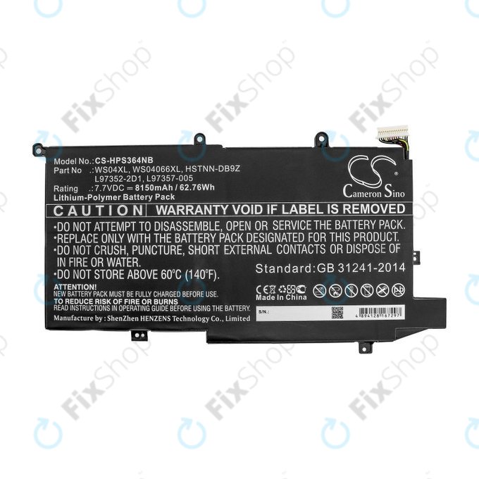 Batterie pour HP Spectre X360 14-EA0002NI, X360 14-EA0002NX, 8150mAh, Li-Pol, 7.7V, WS04XL, HQ