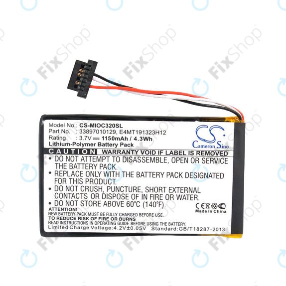 Batterie pour Mitac Mio C320, C520, C520t, C720, C810, BP-LX1320/11-B0001 SN, Li-Polymer, 3.7V, 1150mAh, HQ