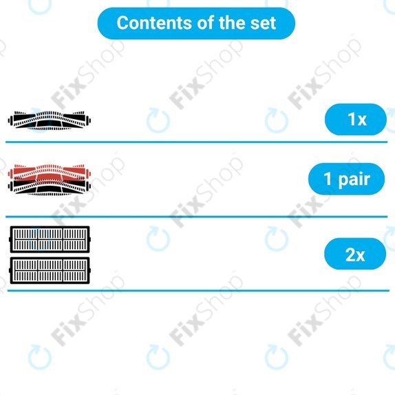 Kit de pièces de rechange pour Bissell Crosswave 17132, 2225N, 2582N, 3551N (1x brosse rotative pour tapis, 1 paire de brosses rotatives pour différentes surfaces, 2x Filtre)