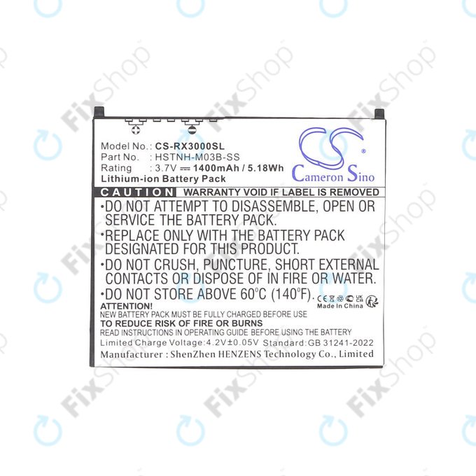 Batterie pour HP Compaq iPAQ rx3000, rx3115, rx3700, hx2110, hx2790, 1400mAh, Li-Ion, 3.7V, HSTNH-M03B-SS, HQ
