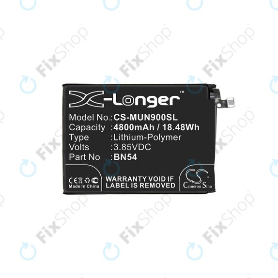Batterie pour Xiaomi Redmi 9 M2004J19G, 4800mAh, Li-Pol, 3.85 V, BN54, HQ