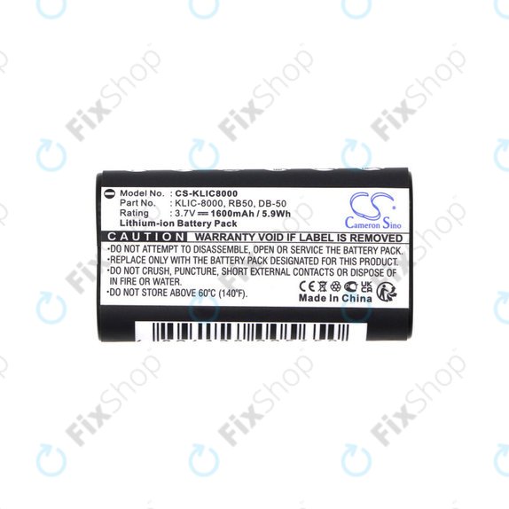 Batterie pour Jay-Tech Jay-Cam I4800, Kodak Easyshare Z1012, 1600mAh, Li-Ion, 3.7V, KLIC-8000, HQ