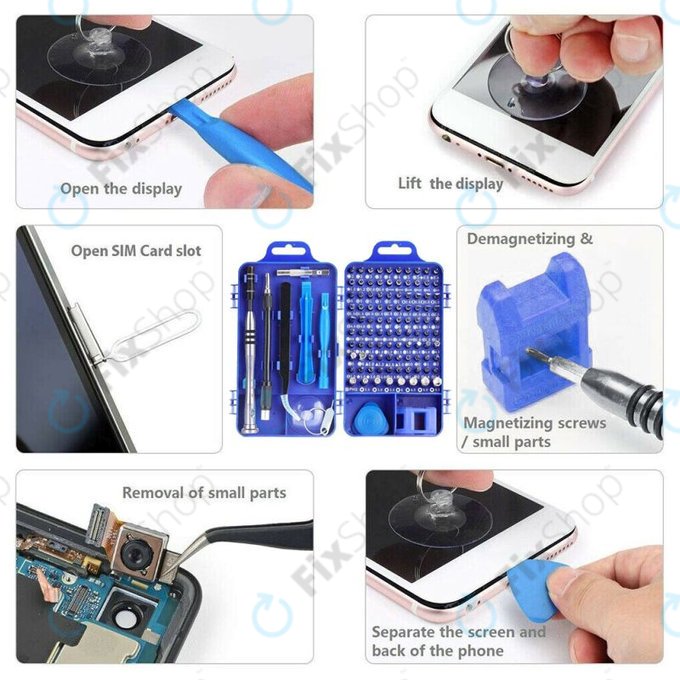 Kingsdun - Jeu de tournevis et embouts de précision pour réparation de téléphones portables, PC et électroniques 115 en 1