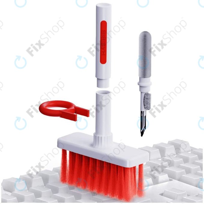 Brosse de nettoyage multifonctionnelle + stylo de nettoyage + extracteur de clé (rouge)