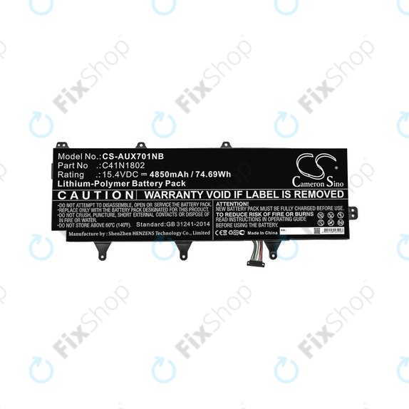 Batterie pour Asus Zephyrus Gx701, Rog Zephyrus S Gx701, Rog Gx701, 4850mAh, Li-Pol, 15.4V, C41N1802, HQ