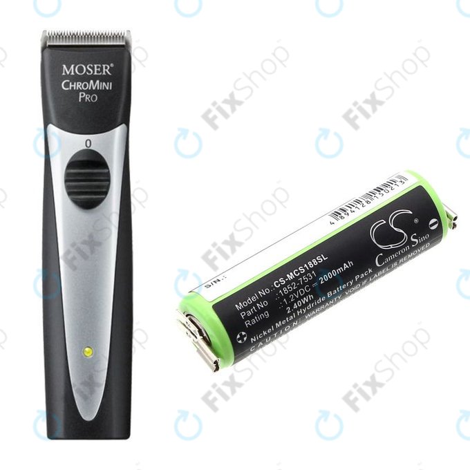 Batterie pour Moser Easy Style 1881, 2000mAh, Ni-MH, 1.2V, 1852-7531, HQ