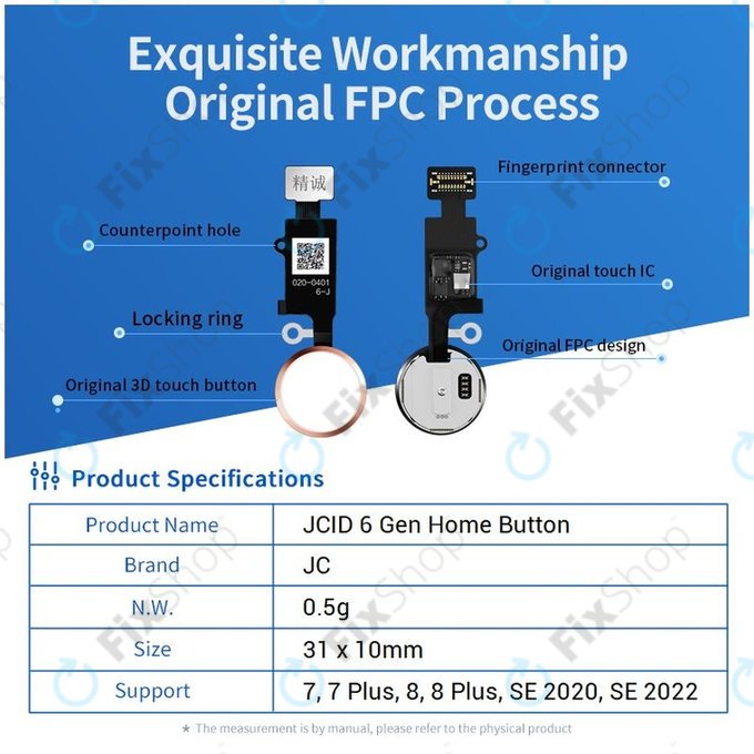 Apple iPhone 7, 7 Plus, 8, 8 Plus, SE (2020), SE (2022) - Bouton Home JCID 7 Gen (Or)