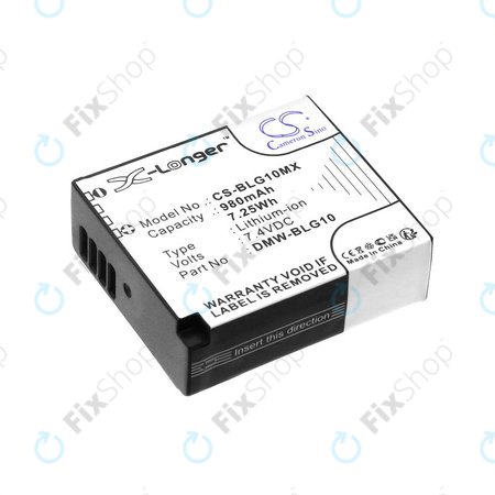 Batterie pour Leica D-Lux Type 109, Panasonic Lumix DMC-GF3, GX7, LX100, 980mAh, Li-Ion, 7.4V, DMW-BLG10, HQ