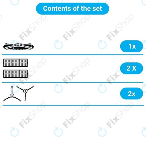 Kit de pièces de rechange pour Xiaomi Dreame Bot L10 Pro, D9, D9 Pro, D9 Max, Trouver LDS (1x Brosse principale, 2x Filtres, 2x Brosses latérales)
