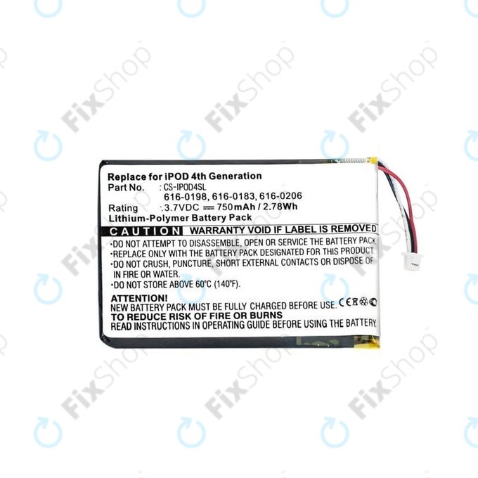 Apple iPod (4e génération) - Batterie 616-0183 750mAh HQ