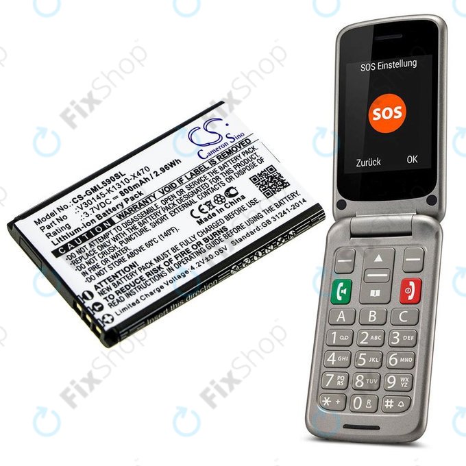 Batterie pour Saiet Lumina, Ready, Single, Brondi Amico Favoloso, Gigaset GI390, 590, 800mAh, Li-Ion, 3.7V, V30145-K1310-X470, HQ