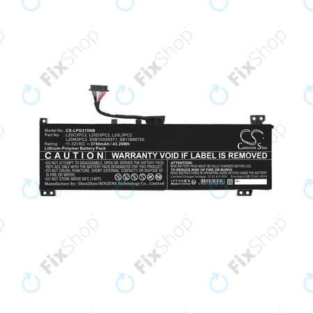 Batterie pour Lenovo IdeaPad Gaming 3, 3750mAh, Li-Pol, 11.52V, L20C3PC2, HQ