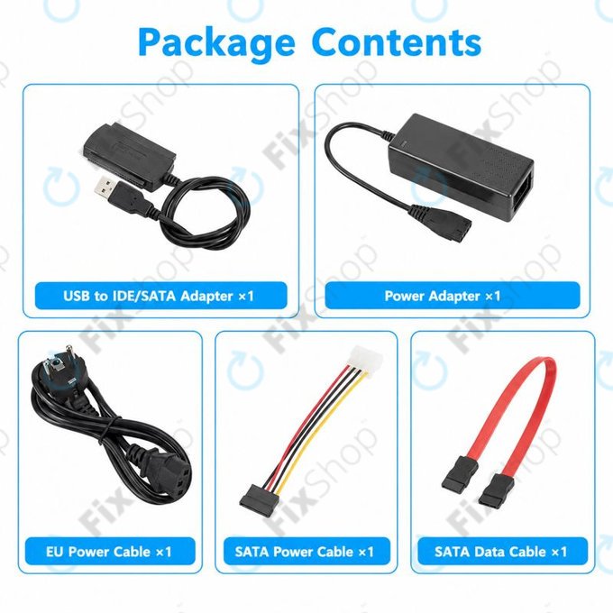 Adaptateur USB 2.0 vers IDE / SATA pour HDD/SSD 2,5" et 3,5", avec alimentation EU