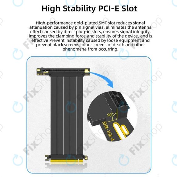 Câble riser PCIe 4.0 x16 pour carte graphique, 20cm, noir