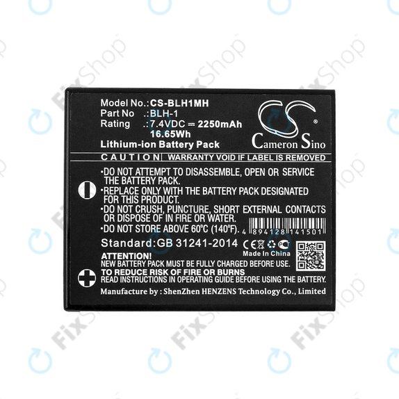 Batterie pour Olympus E-M1, 2250mAh, Li-Ion, 7.4V, BLH-1, HQ