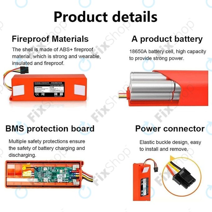 Xiaomi Roborock-series, Mi Robot Vacuum Mop 1S, Xiaowa-series - Batterie BRR-2P4S-5200S Li-Ion 5200mAh