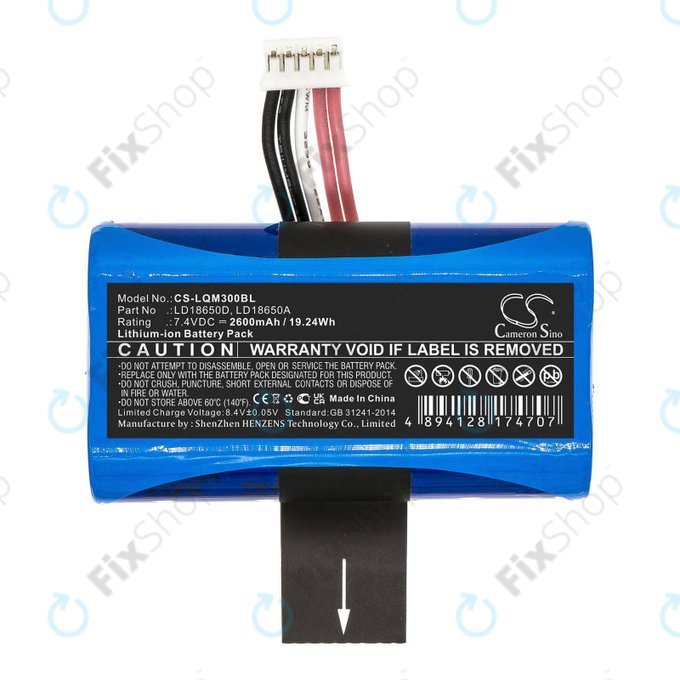 Batterie pour Ingenico Apos A8, 2600mAh, Li-Ion, 7.4V, LD18650D, HQ