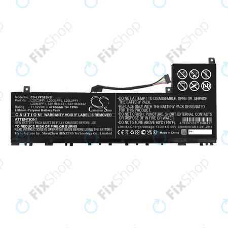 Batterie pour Lenovo IdeaPad 5 Pro 14ITL6, 4750mAh, Li-Pol, 11.52V, L20C3PF1, HQ