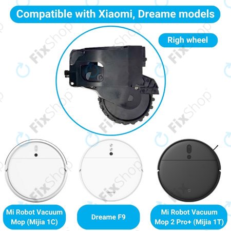 Xiaomi Dreame F9, Mi Robot Vacuum Mop (Mijia 1C), 2 Pro+ (Mijia 1T) - Roue avec moteur (droite) (Noir)