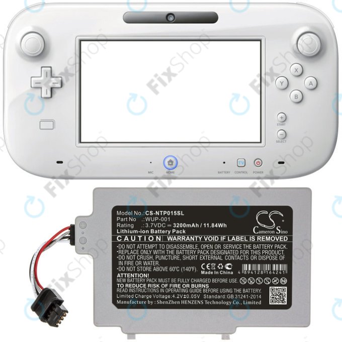 Batterie pour Nintendo Wii U GamePad, 3200mAh, Li-Ion, 3.7V, WUP-001, HQ