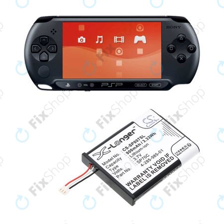 Batterie pour Sony PSP E1000, E1002, E1004, E1008, 900mAh, Li-Ion, 3.7V, SP70C, HQ