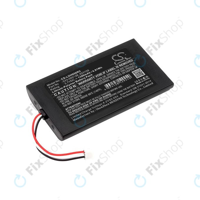 Batterie pour Logitech Harmony 9, 1300mAh, Li-Pol, 3.7V, 533-000128, HQ