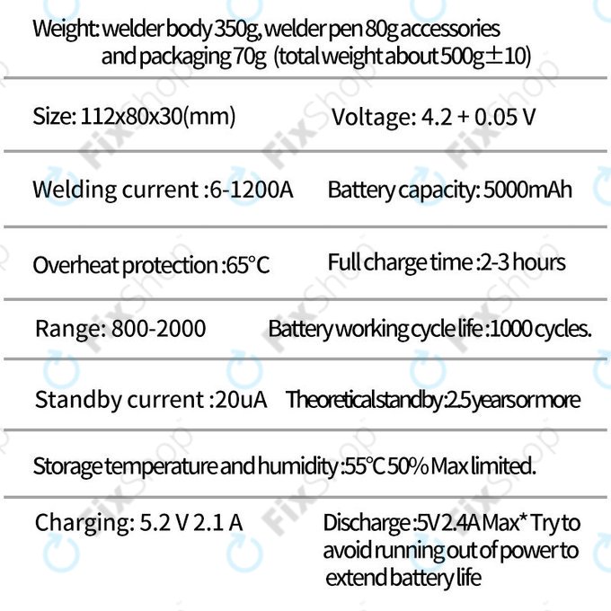 Docreate SW - Affichage numérique de la machine de soudage par points portable (5000mAh)