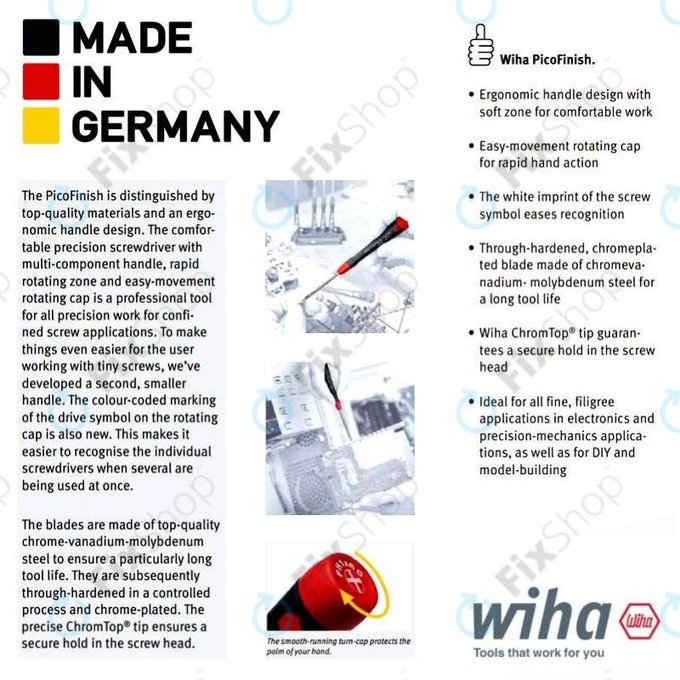 Wiha PicoFinish® 260P - Tournevis de précision - Fente 1,0 mm