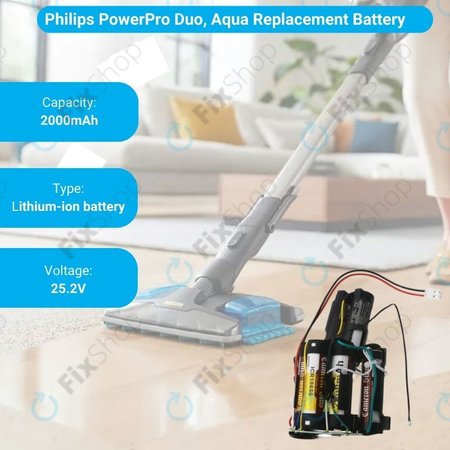 Philips PowerPro Aqua, Duo - Batterie 300003446961, 69-2008-009-211, 69-2008-009-201 Li-Ion 25.2V 2000mAh HQ