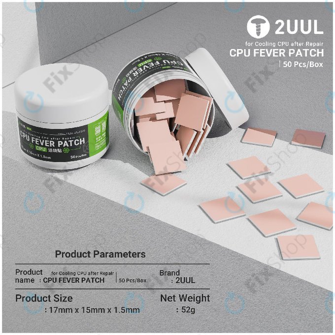 Pad thermique pour CPU, refroidissement, 2UUL SC09, 17x15x1.5mm