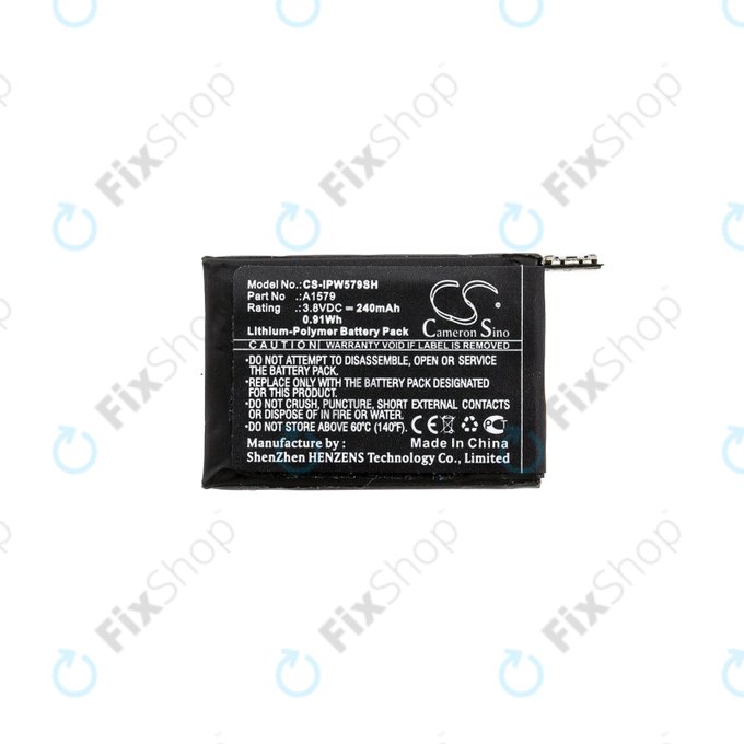 Batterie pour Apple Watch 1 42 mm, 240mAh, Li-Pol, 3.8 V, A1579, HQ